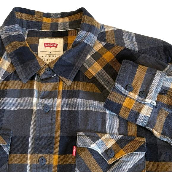 Levi's Classic Worker Plaid Long Sleeve Button Down Flannel Shirt Men's M | Blue - Picture 1 of 11